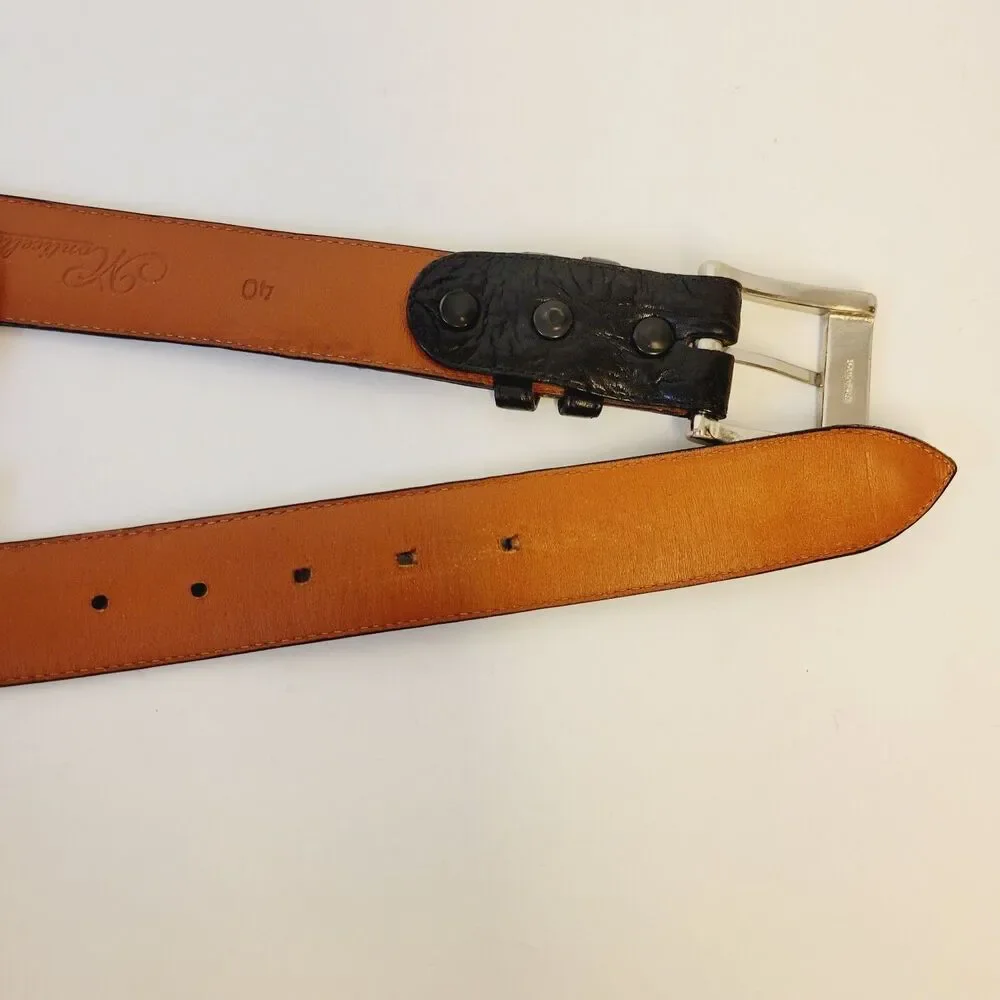 Monticelli Genuine Bison Leather Belt Black Size 40 Solid Brass Buckle Made USA